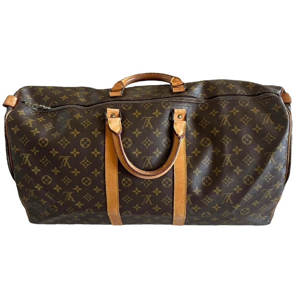 Louis Vuitton LV Boston Bag Keepall 55 Brown Monogram